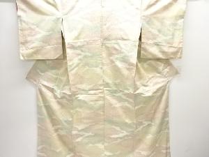 アンティーク　霞模様織り出し十日町紬着物